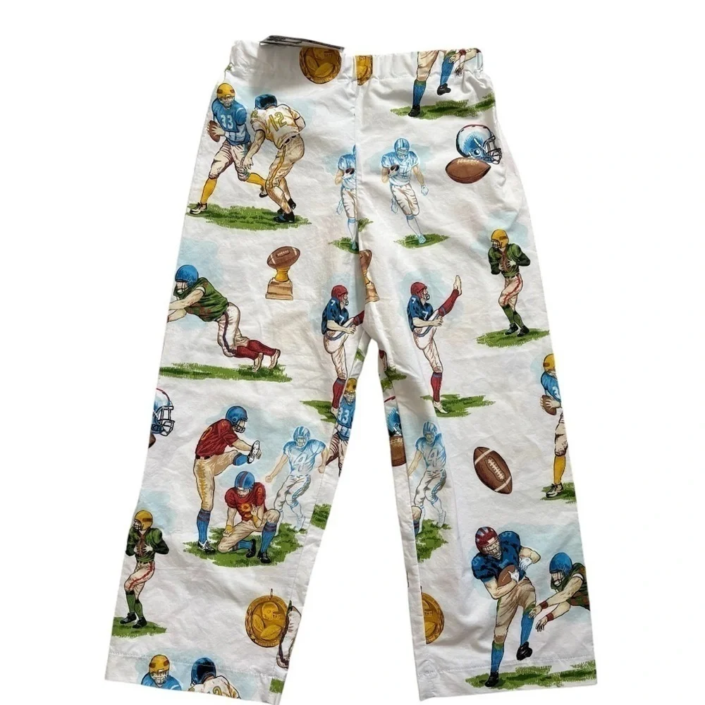 Vintage Boys Pajama Set Handmade Football Print size 7